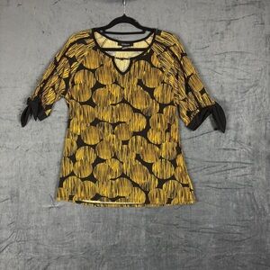 Mccoy Yellow and Black Graphic Tie Front Blouse
